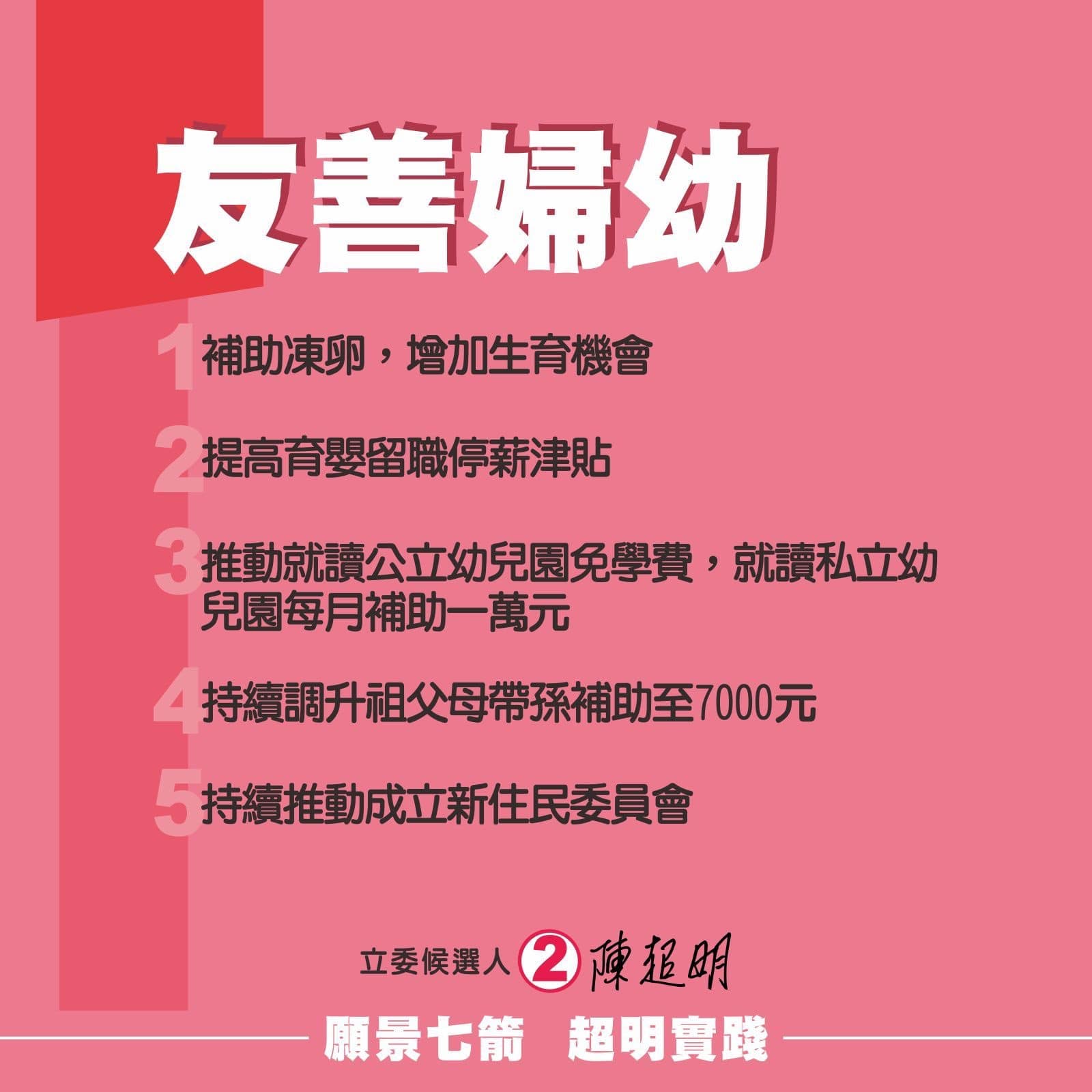 陳超明 為了建構學齡前的孩子更完善的照顧網絡 友善婦幼